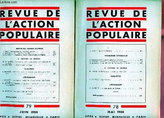 REVUE DE L'ACTION POPULAIRE - 2 VOLUMES : N78 ET 79 : MAI / JUIN 54