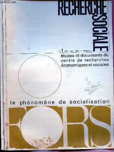 RECHERCHE SOCIALE N1 ET 2 - SEPT A DEC 1965