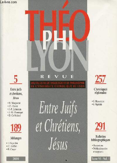THEOPHILYON :TOME VI - N1 - JAN 2001