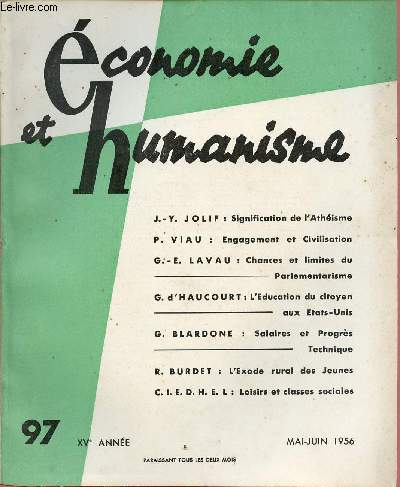 ECONOMIE ET HUMANISME N97 - MAI/JUIN 56 - XVe ANNEE