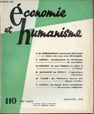 ECONOMIE ET HUMANISME N110 - MARS/AVRIL 58 - XVIIe ANNEE