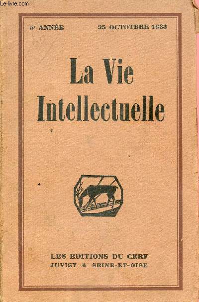 LA VIE INTELLECTUELLE- 5E ANNEE - 25 OCT 33