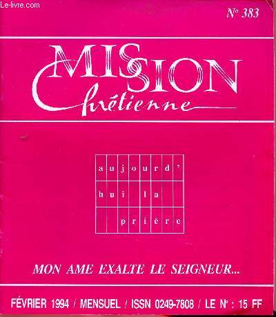 MISSION CHRETIENNE N383 -FEV 1994