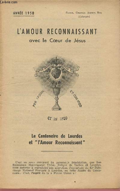 L'AMOUR RECONNAISSANT AVEC LE COEUR DE JESUS- ANNEE 58