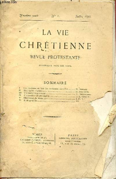 LA VIE CHRETIENNE - 9E ANNEE - N 1 - JUI 1892