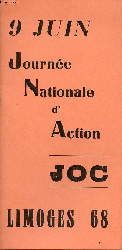 9 JUIN : JOURNEE NATIONALE D'ACTION -JOC : LIMOGES 68