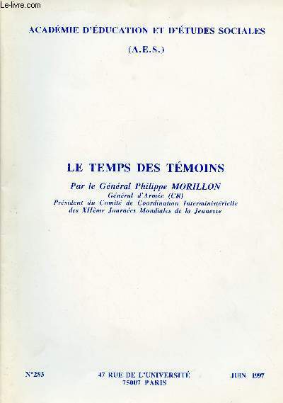 A.E.S N283 - JUIN 97 : LE TEMPS DES TEMOINS