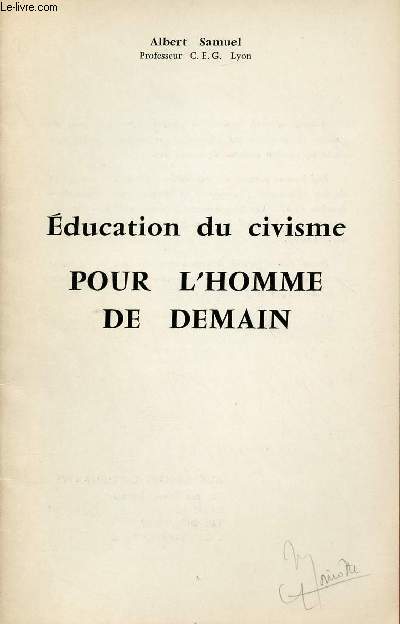 EDUCATION DU CIVISME POUR L'HOMME DE DEMAIN