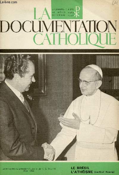 LA DOCUMENTATION CATHOLIQUE N1536 - 16 MARS 69 : LE BRESIL, L'ATHEISME