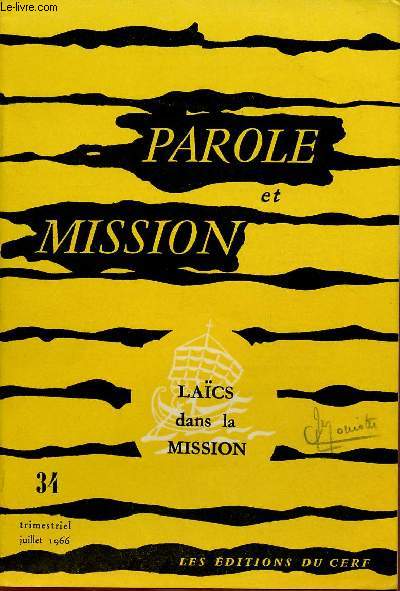 PAROLE ET MISSION N34- JUI 66 : LAICS DANS LA MISSION