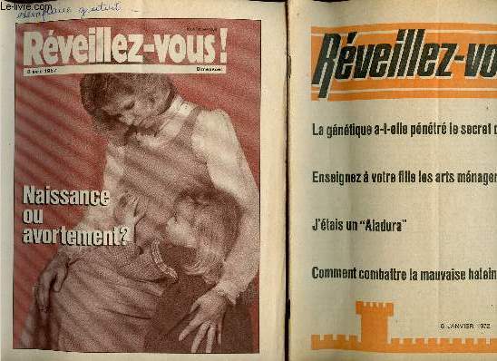 REVEILLEZ-VOUS ! - 2 REVUES : N1 DU 8 JANVIER 1972 ET N DU 8 AVRIL 1987 :