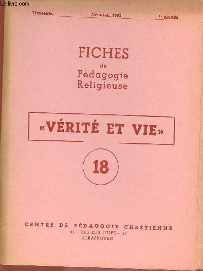 FICHE DE PEDAGOGIE RELIGIEUSE N18 