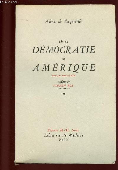 DE LA DEMOCRATIE EN AMERIQUE - TOME 1 EN 1 VOLUME