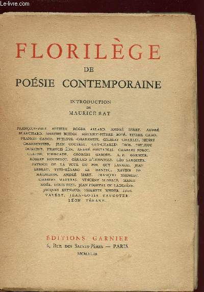 FLORILEGE DE POESIE CONTEMPORAINE
