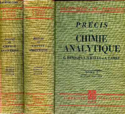 PRECIS DE CHIMIE ANALYTIQUE -2 VOLUMES - TOMES I ET II