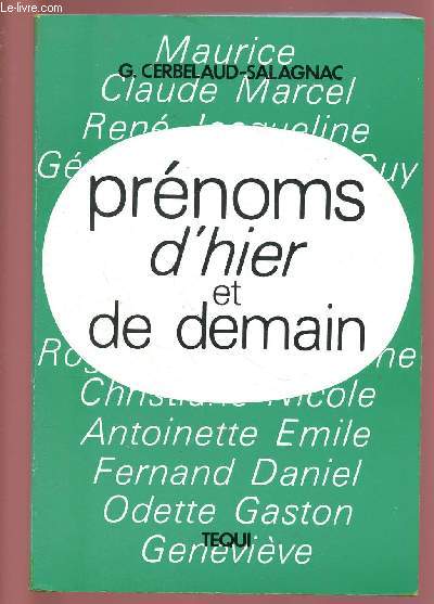 PRENOMS D'HIER ET DE DEMAIN