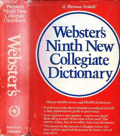 WEBSTER'S : NINTH NEW COLLEGIATE DICTIONARY