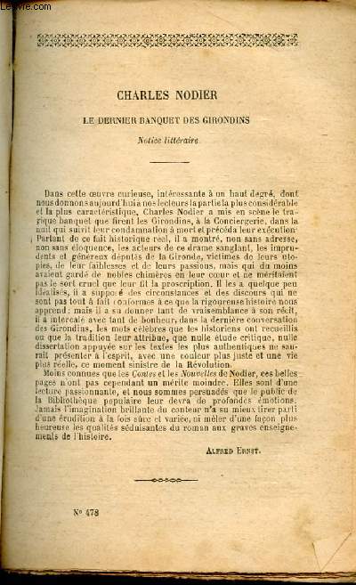 BIBLIOTHEQUE POPULAIRE N478 : LE DERNIER BANQUET DES GIRONDINS
