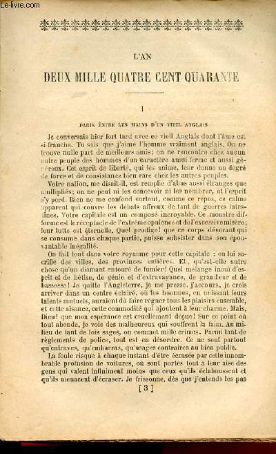 BIBLIOTHEQUE POPULAIRE N333 : LOUIS-SEBASTIEN MERCIER : L'An deux mille quatre cent quarante