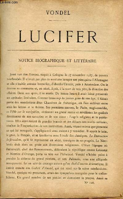 BIBLIOTHEQUE POPULAIRE N126 : LUCIFER