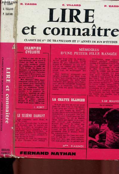 LIRE ET CONNAITRE : CLASSE DE 6e DE TRANSITION ET 1re ANNEE DE FIN D'ETUDES