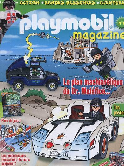 PLAYMOBIL MAGAZINE N6 : JEU ET BANDE-DESSINEE : Agent double et le DR. Malfice / Le plan machiavlique du Dr. Malfice / Construis le robot, la chasse aux capsules Chaos, Trouve les erreurs ! ,etc