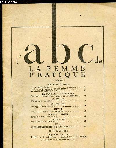 SUPPLEMENT N62 (DEC) FEMINA PRATIQUE - CAHIERS DE ELLE - L'ABC DE LA FEMME PRATIQUE :