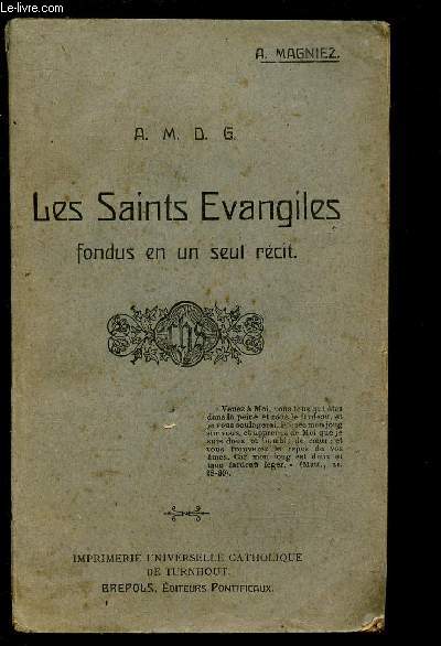 LES SAINTS EVANGILES FONDUS EN UN SEUL RECIT