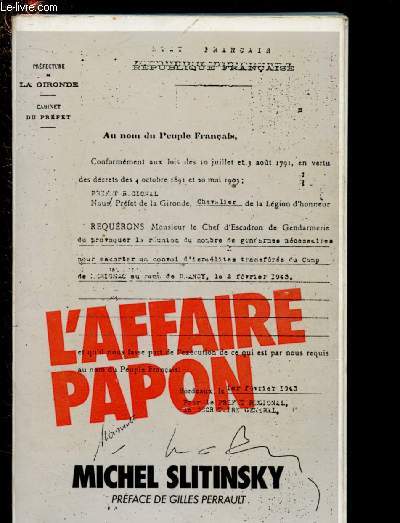 L'AFFAIRE PAPON (ENVOI DE L'AUTEUR)