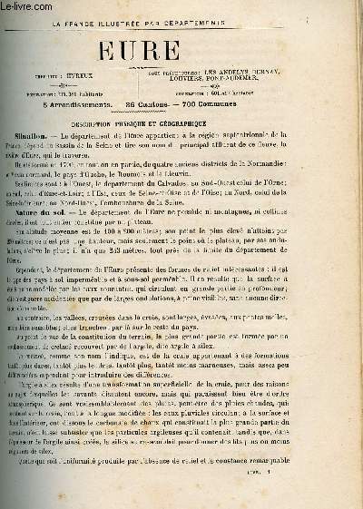 EURE / LA FRANCE ILLUSTREE PAR DEPARTEMENTS (EXTRAIT DU TOME II - FEUILLES MOBILES) : Description physique et gographique, Histoire du dpartement et des villes, bourgs et chteaux les plus remarquables