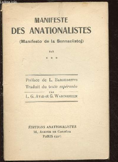 MANIFESTE DES ANATIONALISTES