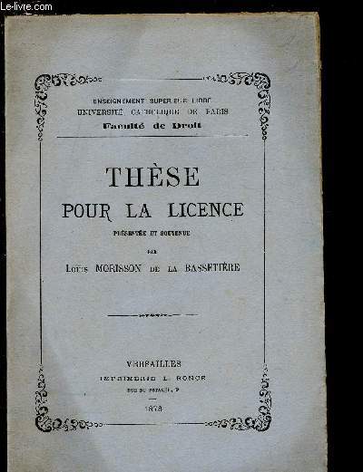 THESE POUR LA LICENCE : DROIT CIVIL FRANCAIS