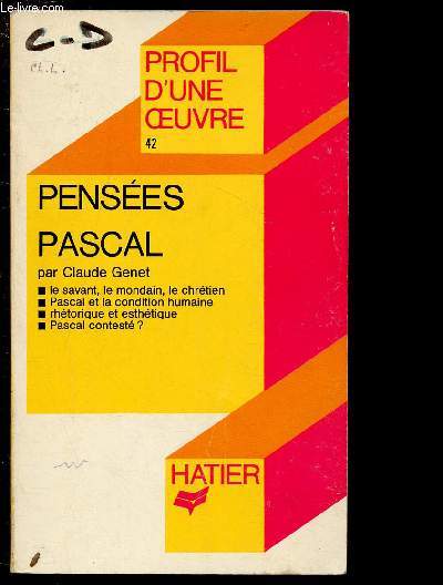 PENSEES PASCAL / PROFIL D'UNE OEUVRE N42