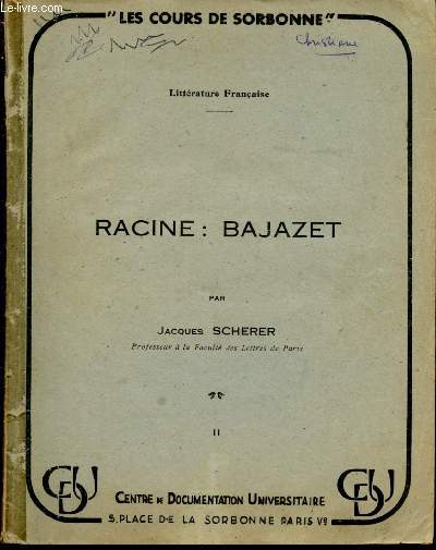 RACINE : BAJAZET - TOME II / 