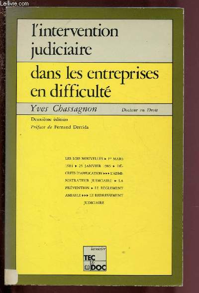 L'INTERVENTION JUDICIAIRE DANS LES ENTREPRISES EN DIFFICULTE