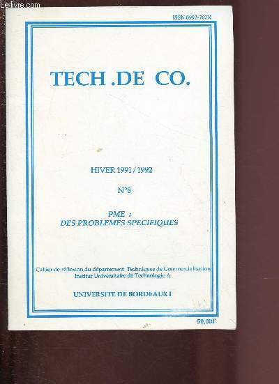 N8 - HIVER 1991/1992 - TECH DE CO : PME : DES PROBLEMES SPECIFIQUES