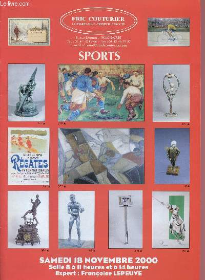 18 NOVEMBRE 2000 - SPORTS - CATALOGUE DE VENTE AUX ENCHERES