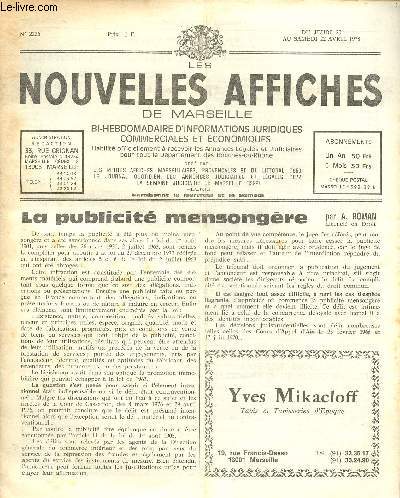 N 2226- Du 20 au 22 Avril 78 - LES NOUVELLES AFFICHES DE MARSEILLE : La publicit mensongre par A. Roman - 