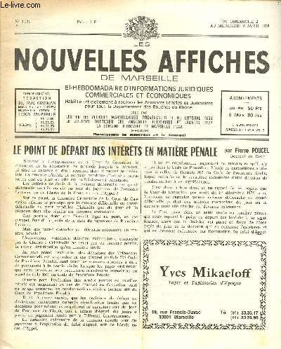 N2221 - Du 2 au 5 Avril  78 - LES NOUVELLES AFFICHES DE MARSEILLE : Le point de dpart des intrts en matire pnale, par P. Poucel - Art-Inter en pleine progression - Hommage  Raimu -Le Palais des Papes bien 