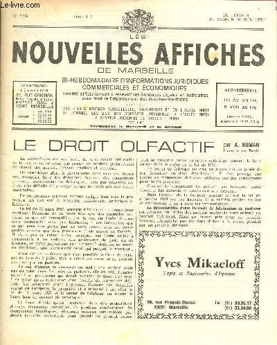 N2239 - Du 8 au 10 Juin 78 - LES NOUVELLES AFFICHES DE MARSEILLE : Le droit olfactif, par A. Roman - La nutrition en restauration rapide : Une journe d'tude - Le grand prix de peinture de Gmenos  Michel Fraud,etc.