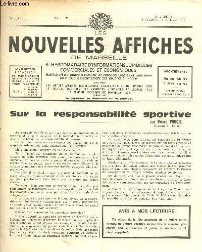 N2247 - Du 6 au 8 Juillet 78 - LES NOUVELLES AFFICHES DE MARSEILLE : Sur la responsabilit sportive, par Poucel - Canal de provence : La poursuite active des travaux se confirme - etc.