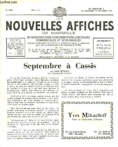 N2269 - Du 8 au 11 Octobre 1978 - LES NOUVELLES AFFICHES DE MARSEILLE : Septembre  Cassis, par A. Detaille - Prsentation de 