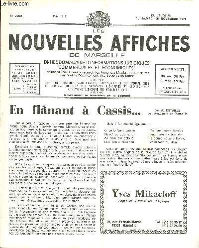 N2282 - Du 23 au 25 Novembre 1978 - LES NOUVELLES AFFICHES DE MARSEILLE : En flnant  cassis ... par A. Detaille - M. Ramire de fortanier a parl de 