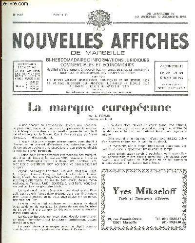N2287 - Du 10 au 13 Decembre 1978 - LES NOUVELLES AFFICHES DE MARSEILLE : La marque europenne, par A. Roman - Six artistes et leurs aquarelles chez Axis - Ramuz  l'exemple de Czanne,etc.