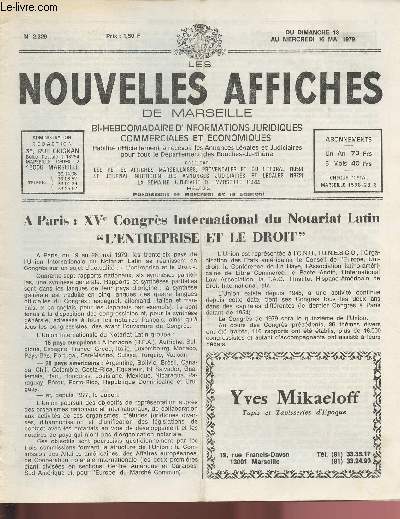 N2329 - Du 13 au 16 Mai 1979 - LES NOUVELLES AFFICHES DE MARSEILLE : A Paris : XVe Congrs International du Notariat Laton 