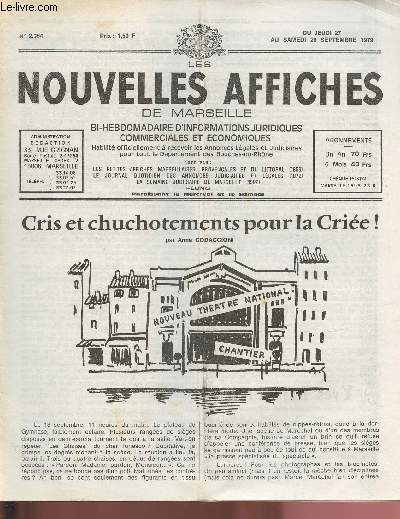 N2364 - Du 27 au 29 Septembre 1979 - LES NOUVELLES AFFICHES DE MARSEILLE : Cris et chuchotements pour la Crie !, par Anne Codaccioni - Guerrier : le choix difficile - la 55e Foire Internationale de Marseille multiplie ses journes,etc.
