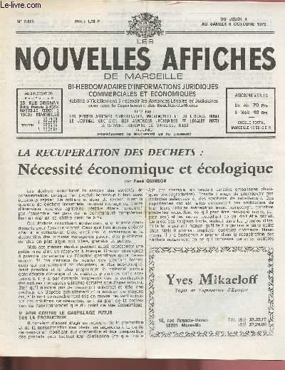 N2366 - Du 4 au 6 Octobre 1979 - LES NOUVELLES AFFICHES DE MARSEILLE : La rcuperation des dchts : Ncessit conomique et cologique, par Ren Quinson - Les transports maritimes  l'heure communautaire - Ballester er Maria Roclore ...