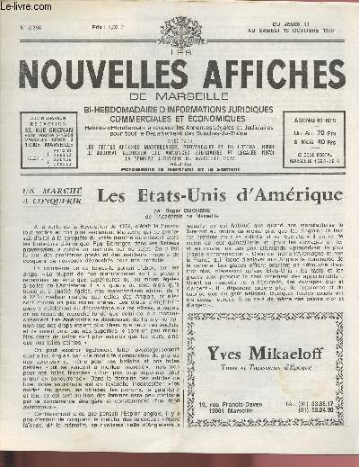 N2368- Du 11 au 13 Octobre 1979 - LES NOUVELLES AFFICHES DE MARSEILLE : Un march a conqurir : Les Etats-Unis d'Amrique, par Roger Duchene - Le Congrs franco-italien des Notaires s'est tenu  Arles - Anne Gacon : l'amour ... un thme d'envergure -etc