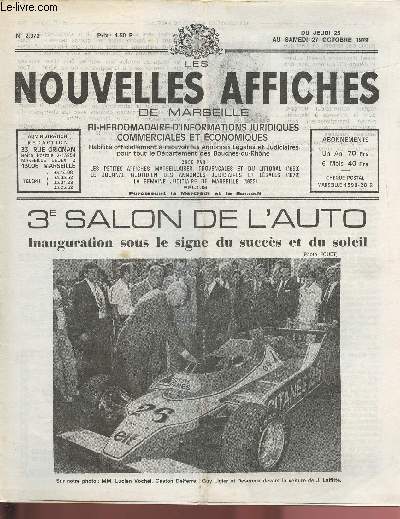 N2372 - Du 25 au 27 Octobre 1979 - LES NOUVELLES AFFICHES DE MARSEILLE :