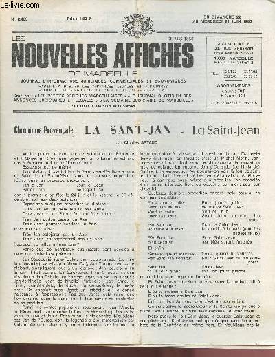 N2439 - Du 22 au 25 Juin 1980 - LES NOUVELLES AFFICHES DE MARSEILLE : La Sant-Jan - La Saint-Jean, par Charles Artaud - Bourdouxhe, Fournel, Thorel, Toubon : Des visions complmentaires ... - Jean-Paul II : Plerin de la libert,etc.